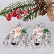 Елочная игрушка "Дед Мороз в машине" 7,1х,7х7,8см (набор 2шт) серебро 916-0587