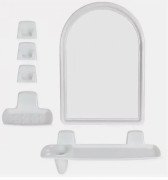 Набор д/ванной комнаты Беросси 56 белый мрамор зеркало 360х520 мм пластик НВ 05604000