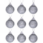 Набор шаров 9шт 3см "Блестящее напыление" серебро 201-0528