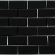 Панель ПВХ 955х480мм Плитка Черная белый шов