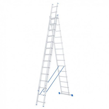 Лестница алюминиевая 3х14 ступеней трехсекционная СИБРТЕХ 97824