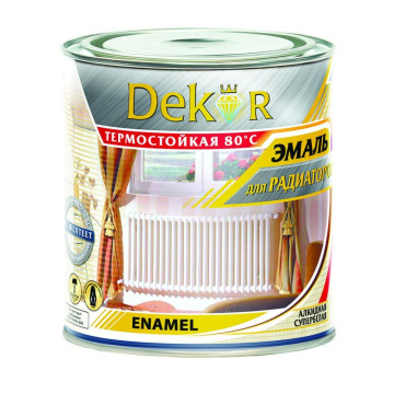 Эмаль д/радиаторов термостойкая алкидная белая 0,8 кг "DEKOR"